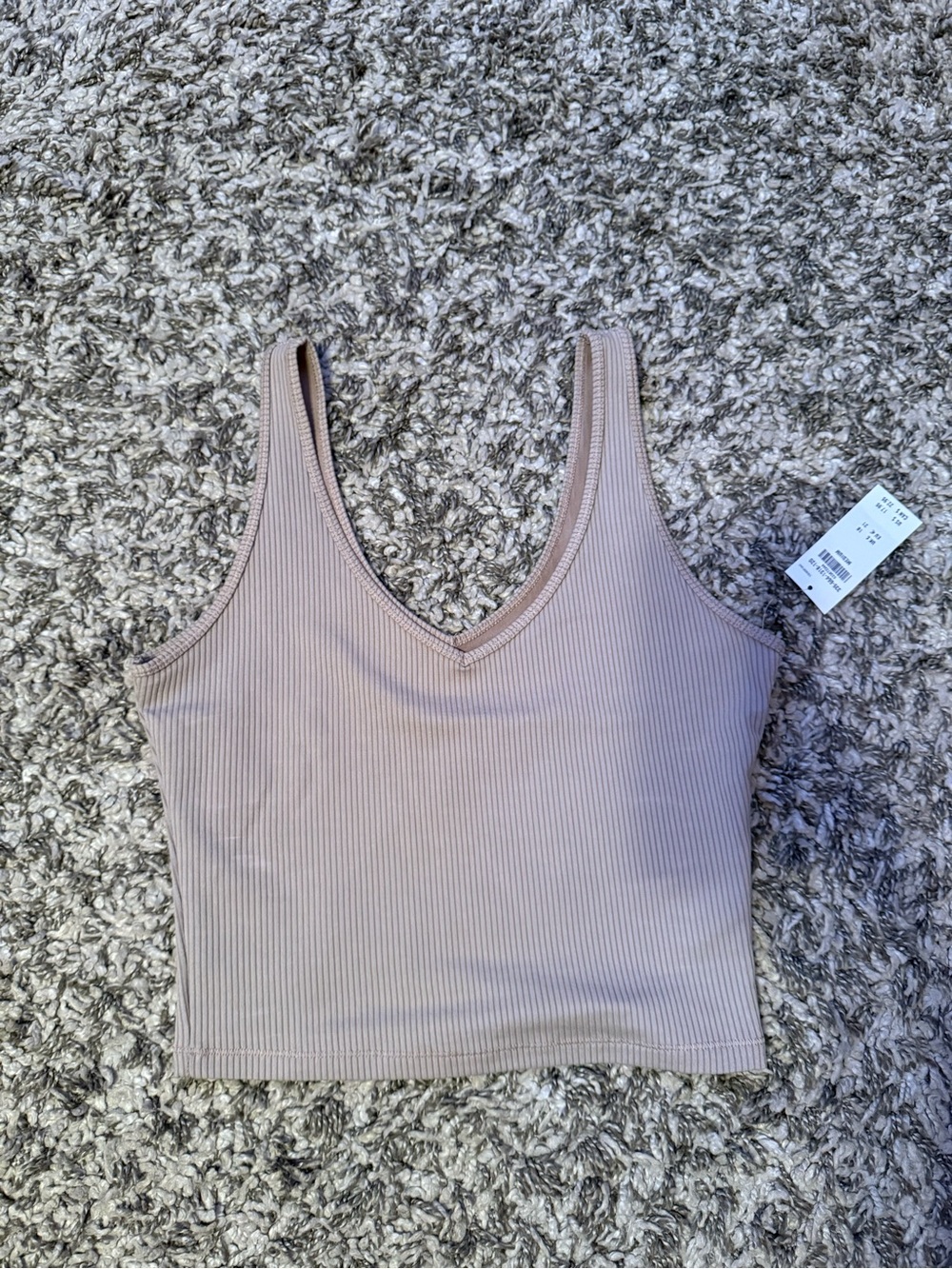 Hollister Ribbed V-Neck Cropped Tank - Tan